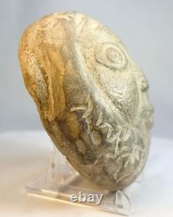 Sculpture en pierre de visage d'effigie en art populaire sculptée à la main, début du 20ème siècle