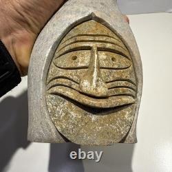 Sculpture en stéatite iroquoise Faux visages par Cadaha Wenoda Confédération des Six Nations