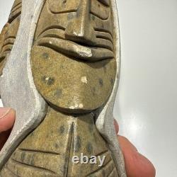 Sculpture en stéatite iroquoise Faux visages par Cadaha Wenoda Confédération des Six Nations