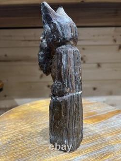 Sculpture primitive effrayante bizarre en bois sculpté ancien, trouvée dans une grange 9