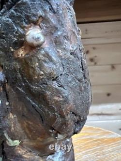 Sculpture primitive effrayante bizarre en bois sculpté ancien, trouvée dans une grange 9