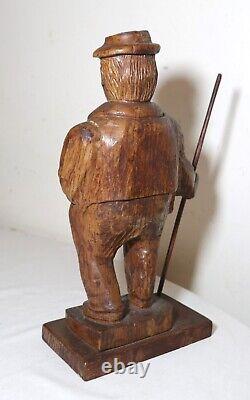 Sculpture statue en bois sculpté à la main représentant un homme Jaeger, œuvre populaire antique de 1751