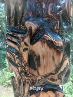 Sculpture sur bois à la tronçonneuse Crâne de Punisseur 42x10 Grand Suspenseur de Mur Crânes Démon Art Sombre