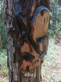 Sculpture sur bois à la tronçonneuse Crâne de Punisseur 42x10 Grand Suspenseur de Mur Crânes Démon Art Sombre