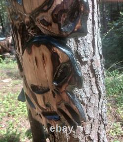 Sculpture sur bois à la tronçonneuse Crâne de Punisseur 42x10 Grand Suspenseur de Mur Crânes Démon Art Sombre