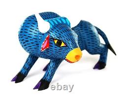 Sculpture sur bois de Oaxaca Armando Jimenez Taureau Toro Oaxaca Art populaire mexicain Alebrije
