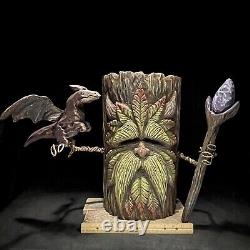 Sculpture sur bois de l'Homme Vert, esprit du bois, art populaire, art fantastique