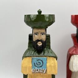 Sculpture sur bois de l'art de Porto Rico Trois Rois Tres Reyes Gerardo Santiago Unique en son genre VTG