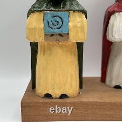 Sculpture sur bois de l'art de Porto Rico Trois Rois Tres Reyes Gerardo Santiago Unique en son genre VTG