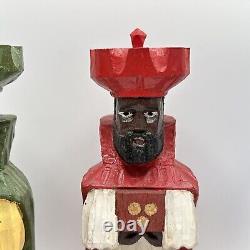 Sculpture sur bois de l'art de Porto Rico Trois Rois Tres Reyes Gerardo Santiago Unique en son genre VTG