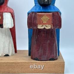 Sculpture sur bois de l'art de Porto Rico Trois Rois Tres Reyes Gerardo Santiago Unique en son genre VTG