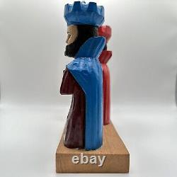 Sculpture sur bois de l'art de Porto Rico Trois Rois Tres Reyes Gerardo Santiago Unique en son genre VTG