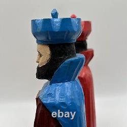 Sculpture sur bois de l'art de Porto Rico Trois Rois Tres Reyes Gerardo Santiago Unique en son genre VTG