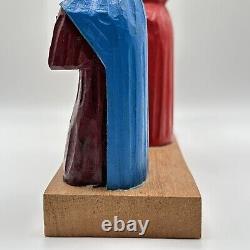 Sculpture sur bois de l'art de Porto Rico Trois Rois Tres Reyes Gerardo Santiago Unique en son genre VTG
