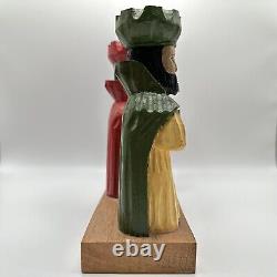 Sculpture sur bois de l'art de Porto Rico Trois Rois Tres Reyes Gerardo Santiago Unique en son genre VTG