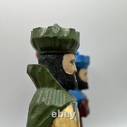 Sculpture sur bois de l'art de Porto Rico Trois Rois Tres Reyes Gerardo Santiago Unique en son genre VTG