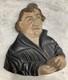 Sculpture Sur Bois Folklorique Antique De Martin Luther Tenant Une Bible, Figure Religieuse