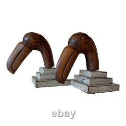 Serre-livres en bois sculpté et peint à la main avec un toucan antique et des yeux en verre Serre-livres en bois sculpté et peint à la main avec un toucan antique et des yeux en verre