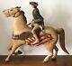 Soldat De La Guerre Révolutionnaire Sur Cheval Sculpture En Bois Sculptée à La Main D'art Populaire Vintage