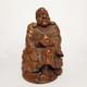 Statue Bouddhiste De Bouddha Luo Hanfo Sculpt&eacute;e Dans Une Racine De Bambou, Art Populaire Chinois, 5,7 Pouces