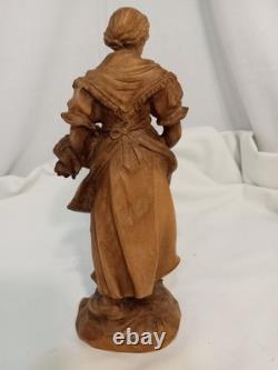 Statue de Saint Notburga sculptée à la main, vintage, art populaire tyrolien, symbole de la récolte