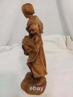 Statue de Saint Notburga sculptée à la main, vintage, art populaire tyrolien, symbole de la récolte