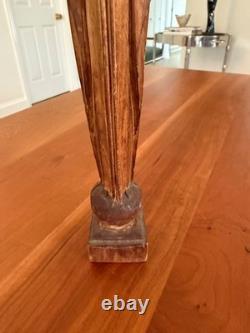 Statue de la Madone en bois sculpté à la main ViTG, Reine du Monde, 12,5 art populaire signée JW