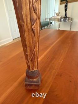 Statue de la Madone en bois sculpté à la main ViTG, Reine du Monde, 12,5 art populaire signée JW