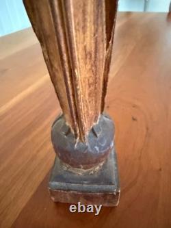 Statue de la Madone en bois sculpté à la main ViTG, Reine du Monde, 12,5 art populaire signée JW