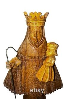 Statue de la Vierge Marie Madone et Enfant en bois sculpté à la main - Art populaire catholique Statue de la Vierge Marie Madone et Enfant en bois sculpté à la main - Art populaire catholique