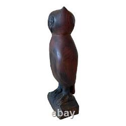 Statue décorative de chouette en bois sculptée à la main dans le style américain vintage