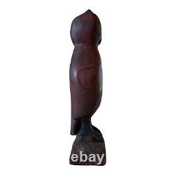 Statue décorative de chouette en bois sculptée à la main dans le style américain vintage