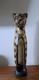 Statue En Bois Peinte Et Sculptée à La Main De Totem Folk Art En Vintage, Chat Léopard, 20 Pouces De Haut