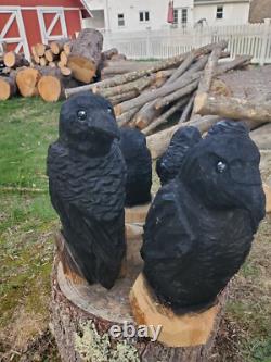 Statue en Bois de CORBEAU Sculptée à la Tronçonneuse CROW 18 Pouces UNIQUE