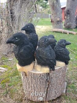 Statue en Bois de CORBEAU Sculptée à la Tronçonneuse CROW 18 Pouces UNIQUE