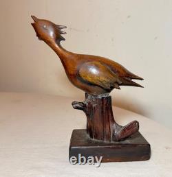 Statue sculpture d'oiseau de rivage en bois sculpté à la main, art populaire du 19ème siècle