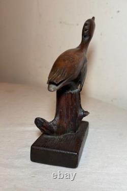 Statue sculpture d'oiseau de rivage en bois sculpté à la main, art populaire du 19ème siècle