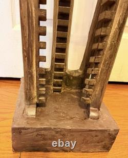 Support CD ou jeu en bois sculpté à la main, artisanal, folk art, africain, unique et grand 52