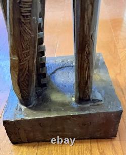 Support CD ou jeu en bois sculpté à la main, artisanal, folk art, africain, unique et grand 52