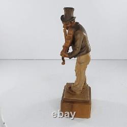 Swiss Hand Sculptée Vintage Folk Art Statue Fiddle Violon Player Sculpture
