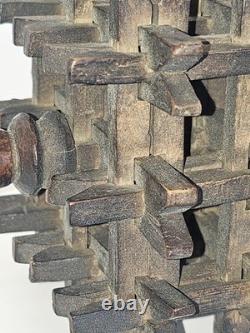 TRÈS RARE ! Rattle d'art populaire victorien antique en bois sculpté couronne d'épines
