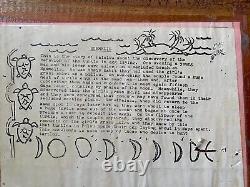 Tableau d'histoire en bois sculpté à la main de la prison de Palau signé par un Palauan, art populaire de la tortue Ngemelis