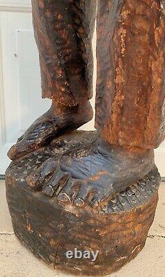 Taille De Vie 6ft Folk Wood Carving Statue Sculpture Haitian Man Antique Rare