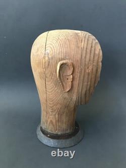 Tête d’art populaire en bois sculpté par Abbott Pattison (américain, 1916-1999)