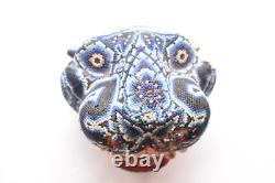 Tête de jaguar en perles huichol vintage sculpture en bois sculpté art populaire mexicain 7