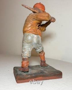 Très rare sculpture statue en bois sculpté à la main de l'art populaire de baseball des années 1800