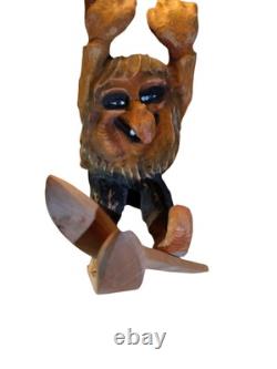 Troll en bois sculpté à la main, art populaire scandinave norvégien