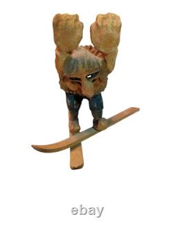 Troll en bois sculpté à la main, art populaire scandinave norvégien