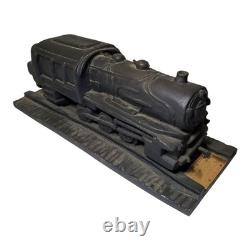 Trophée locomotive en bois sculpté vintage 17,5 art populaire conducteur de train