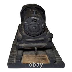 Trophée locomotive en bois sculpté vintage 17,5 art populaire conducteur de train